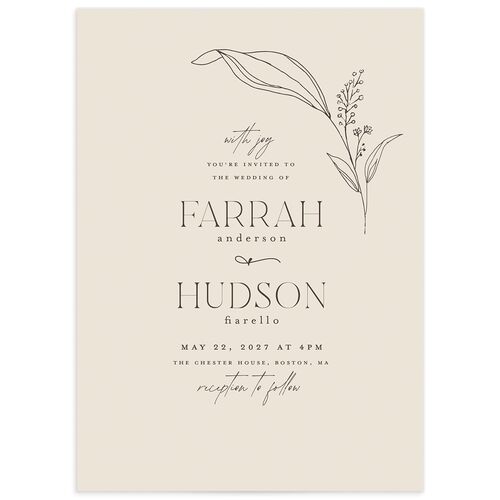 Accent Leaf Wedding Invitations - Linen