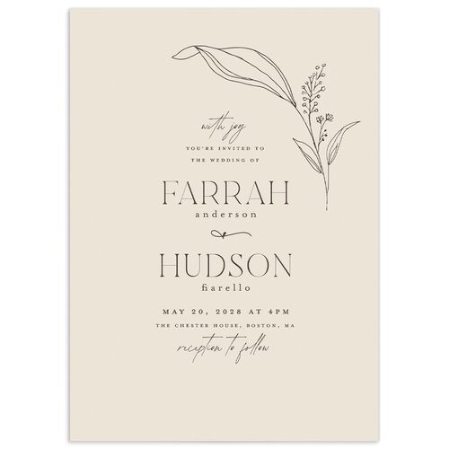Accent Leaf Wedding Invitations - Linen