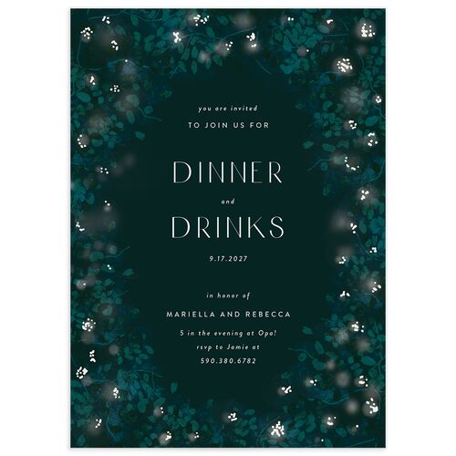 Moonlit Garden Rehearsal Dinner Invitations - Dark Green