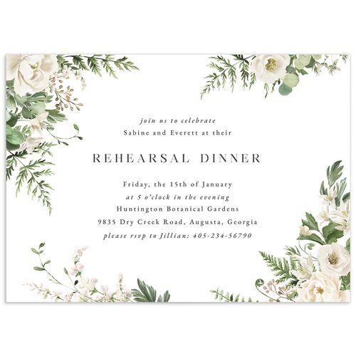 Gilded Fern Frame Rehearsal Dinner Invitations - Linen