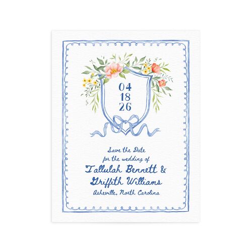 Countryside Crest Save the Date Petite Cards - Royal Blue