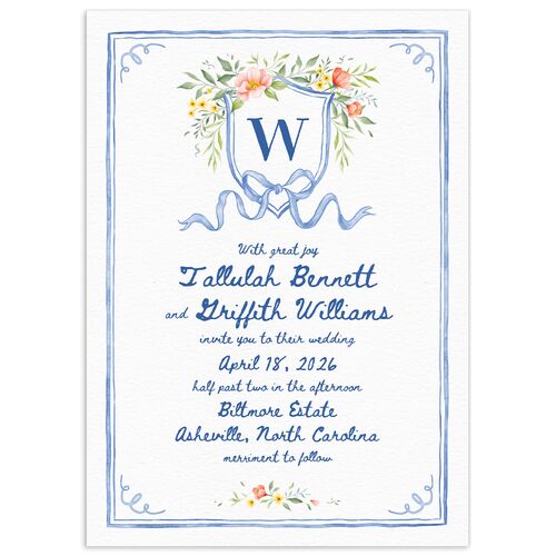 Countryside Crest Wedding Invitations - Royal Blue