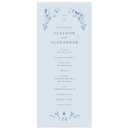 Timeless Floral Wedding Programs - Dusty Blue