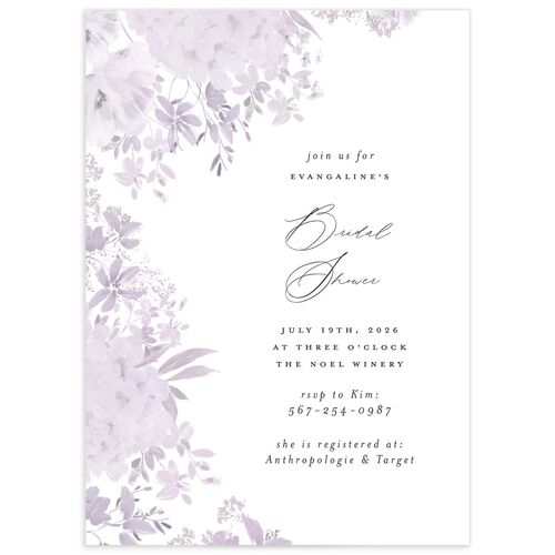 Monochrome Blooms Bridal Shower Invitations - Sheer Lilac