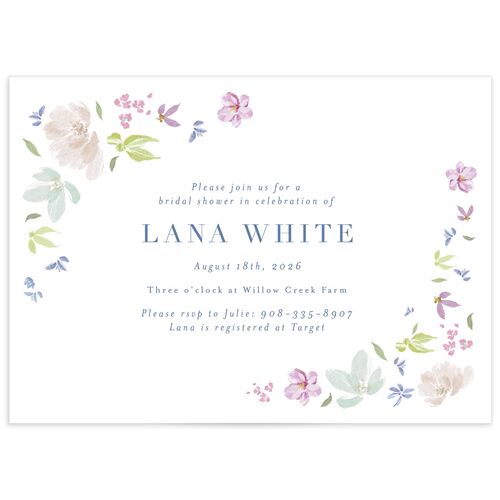 Floral Appliqué Bridal Shower Invitations - Sheer Lilac
