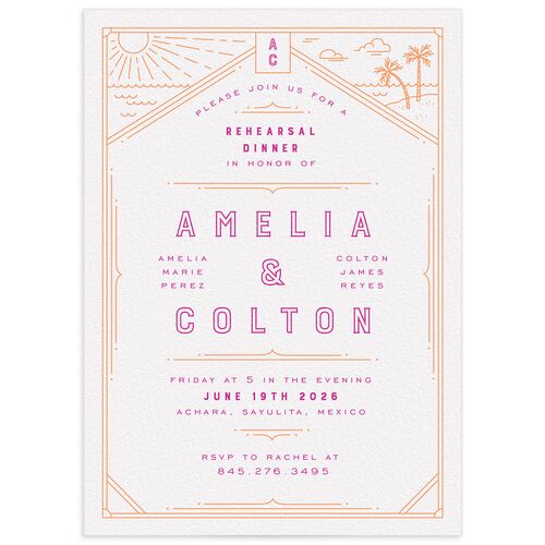 Iconic Beach Rehearsal Dinner Invitations - Tangerine