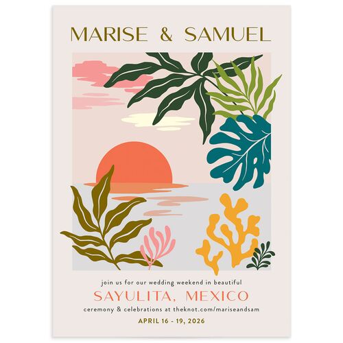 Impressionist Paradise Wedding Invitations - Salmon