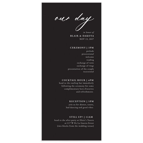 Vertical Names Wedding Programs - Licorice