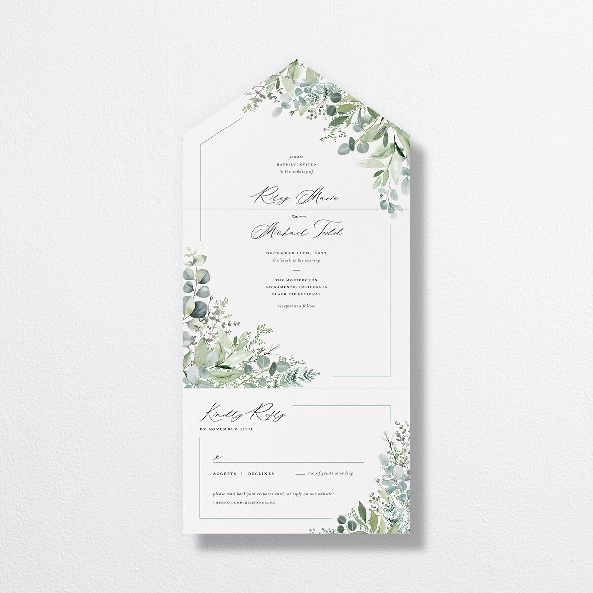 The Knot - Gorgeous Greenery All-in-One Wedding Invitations