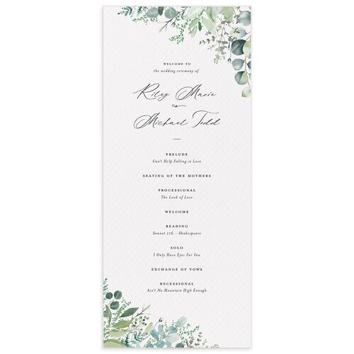 Gorgeous Greenery Wedding Programs - Pure White