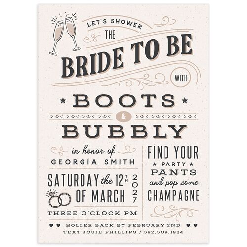 Western I Do BBQ Bridal Shower Invitations - Taupe