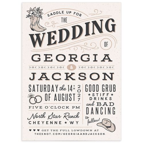 Western I Do BBQ Wedding Invitations - Taupe