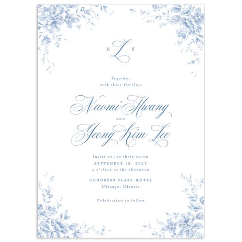 Vintage Florals Wedding Invitations - Regency Blue