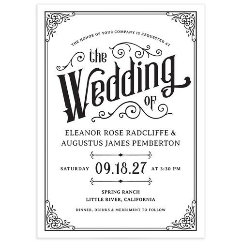 Western Gothic Wedding Invitations - Pure White