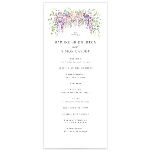 Formal Wisteria Garden Crest Wedding Programs by Bridgerton - Purple Haze