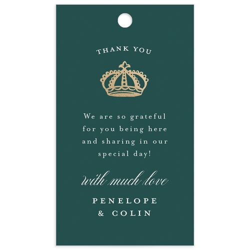 Glamorous Crown Monogram Crest Favor Gift Tags by Bridgerton - Deep Lake