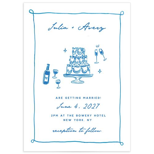 Hand Drawn Cake Wedding Invitations - French Blue