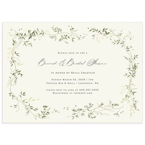Dainty Fairytale Greenery Bridal Shower Invitations - Hunter Green