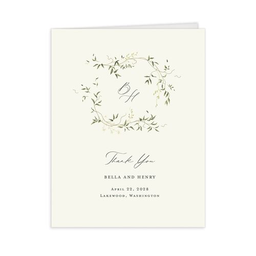 Dainty Fairytale Greenery Thank You Cards - Hunter Green