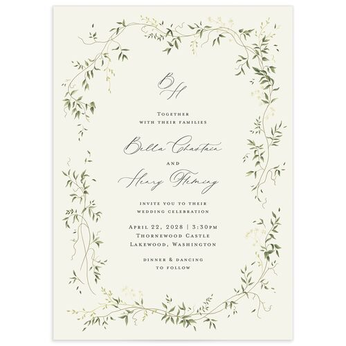Dainty Fairytale Greenery Wedding Invitations - Hunter Green