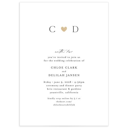 Dainty Heart Wedding Invitations - Pure White