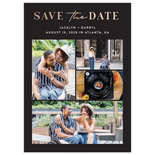 Gilded Photo Grid Save the Date Cards - Midnight