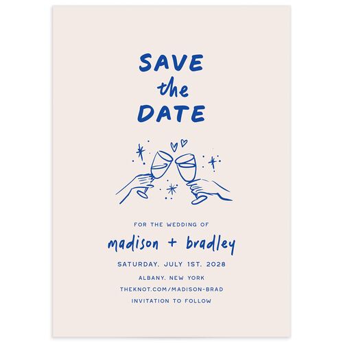 Hand Drawn Cheers Save the Date Cards - Jewel Blue