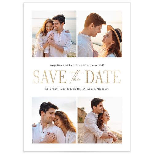 Classically Gilded Save the Date Cards - Pure White