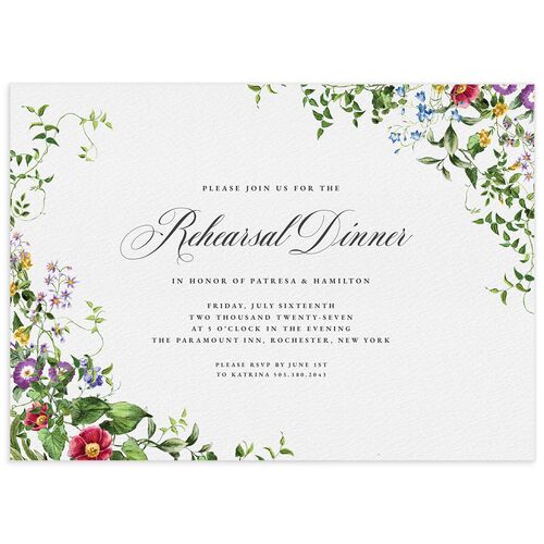 Opulent Garden Foil Rehearsal Dinner Invitations - Pure White