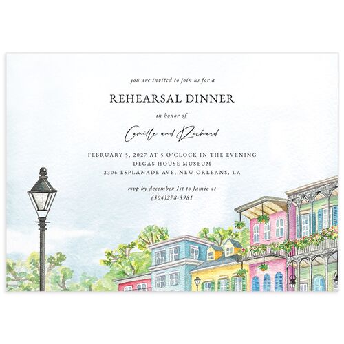 New Orleans Rehearsal Dinner Invitations - Ice Blue