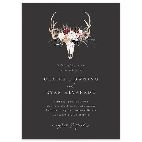 Gothic Antlers Wedding Invitations - Bisque