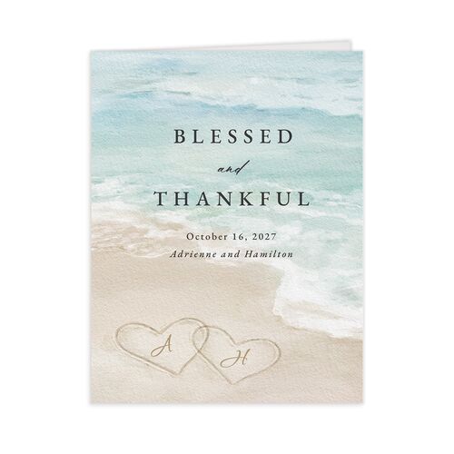 Beach Monogram Thank You Cards - Pale Blue