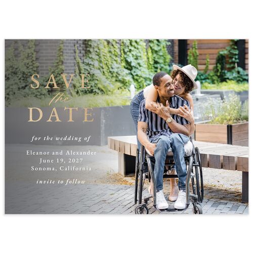 Timeless Floral Foil Save the Date Cards - Dusty Blue