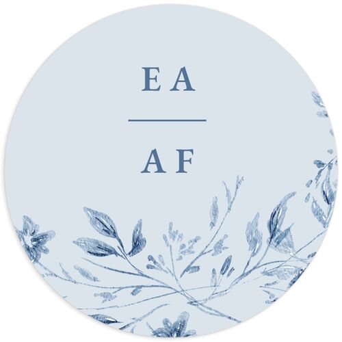 Timeless Floral Foil Wedding Stickers - Dusty Blue