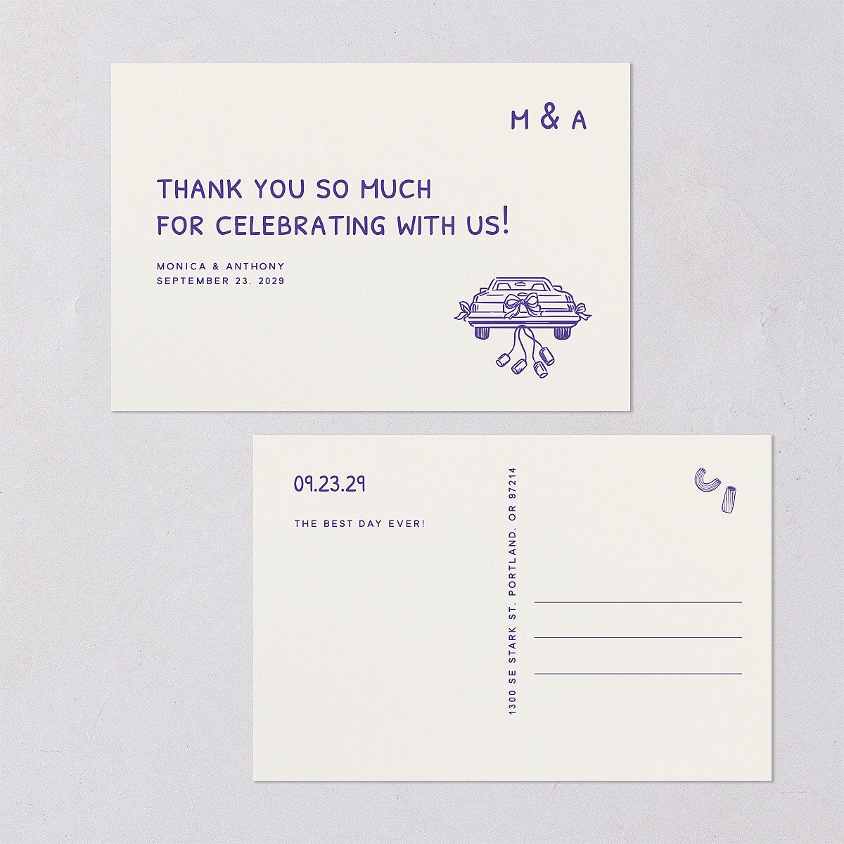 Hand Drawn Recipe Thank You Postcards Sapphire
