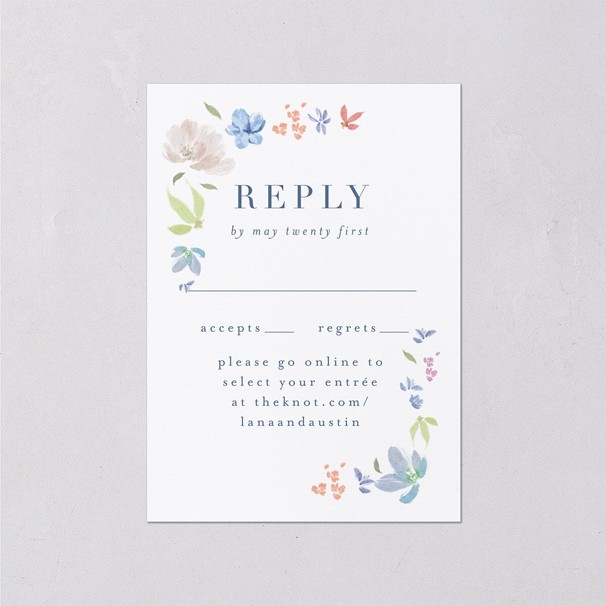 Floral Appliqué Wedding Response Cards Slate Signature Standard