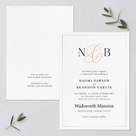 Romantic Ampersand Wedding Invitations Pure White Gold No Signature Blank