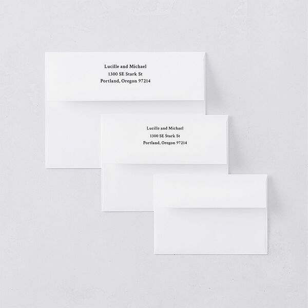 Elegant Typography Thank You Card Envelopes White Cotton Both Recipient and Return Addresses Signature Standard
