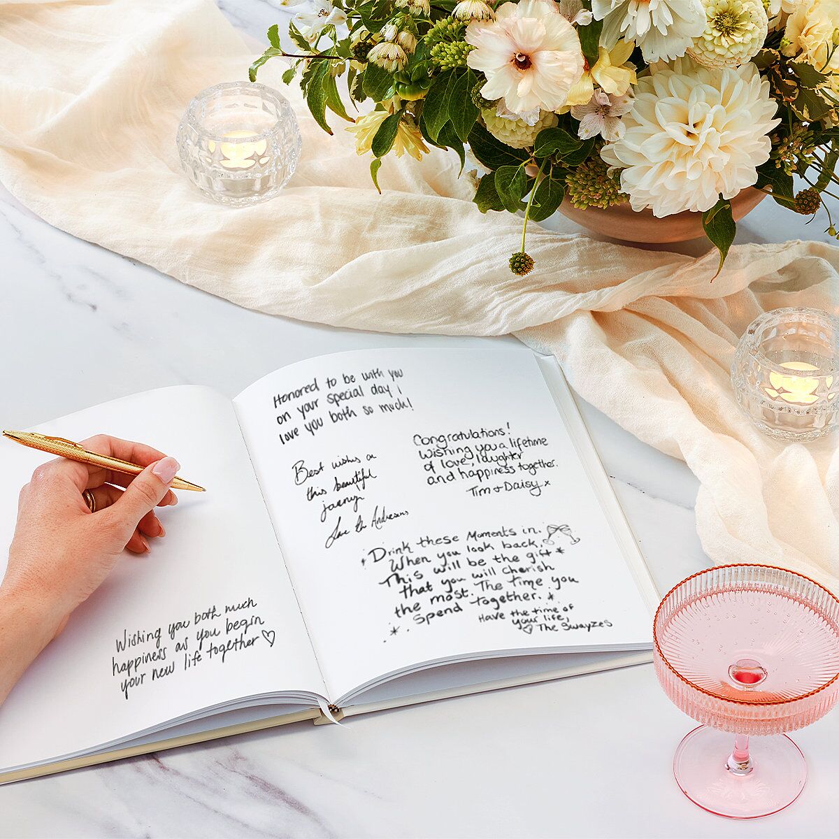 Intricate Vintage Wedding Guest Book Tan