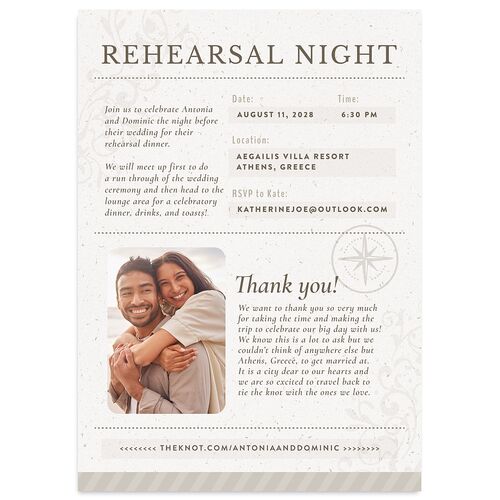 Timeless Passport Rehearsal Dinner Invitations Linen Signature Blank Standard
