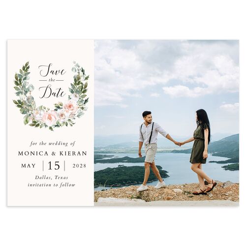 Romantic Laurel Save The Date Cards Shell Pink Signature smooth Blank No