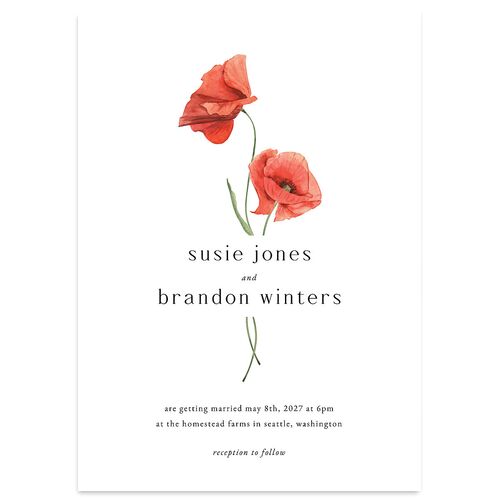 Wild Poppies Wedding Invitations Pure White Signature Blank No