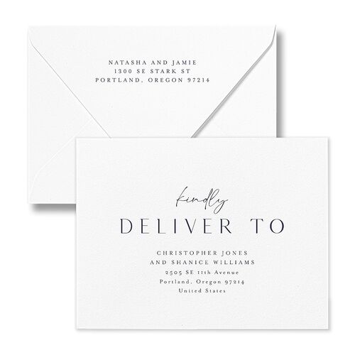 Simple Gallery Save the Date Petite Card Euro Envelopes Midnight Navy White Both Recipient and Return Addresses Luxe Signature