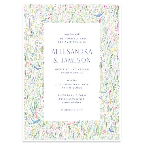 Cottage Wildflowers Wedding Invitations Maritime Signature Blank No Standard