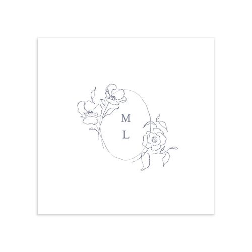 Floral Adornment Cocktail Napkins Dusty Blue Napkin Uncoined