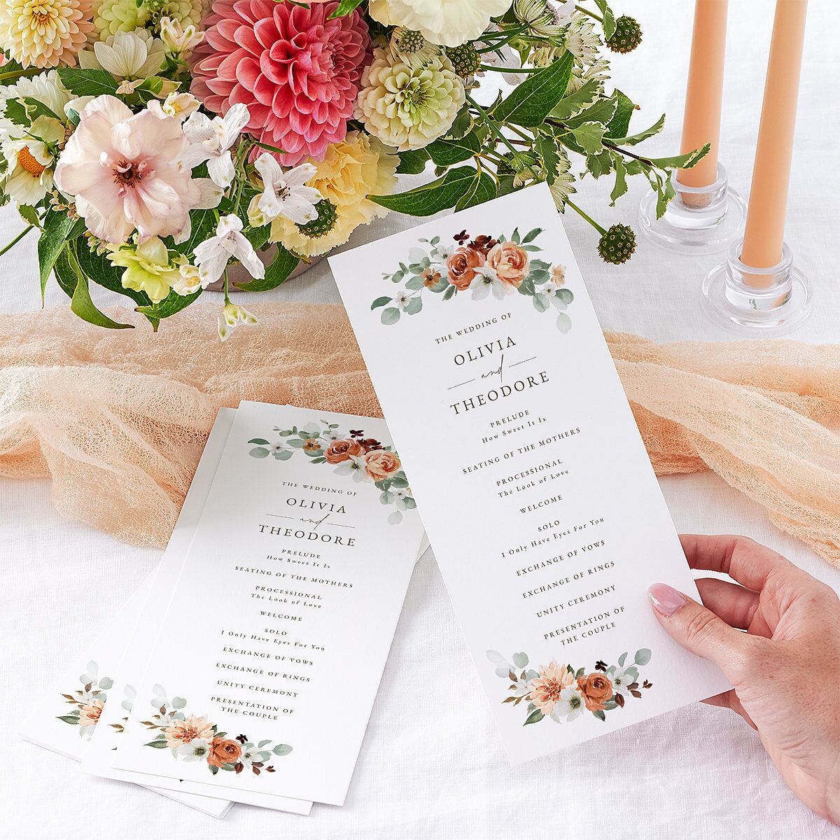 Eucalyptus Bouquet Wedding Programs Terracotta Signature