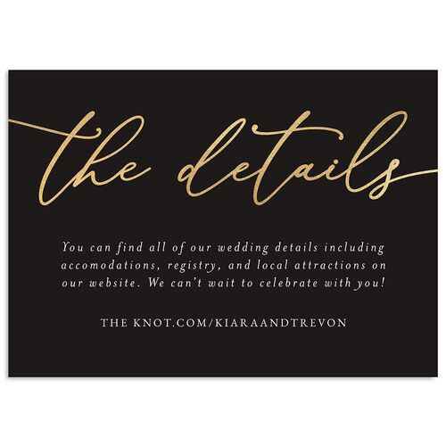 Romantic Photo Wedding Event Detail Cards Gold Midnight Signature Standard