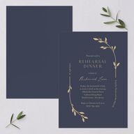 Gilded Sprigs Rehearsal Dinner Invitations Moody Blue Signature Blank Standard