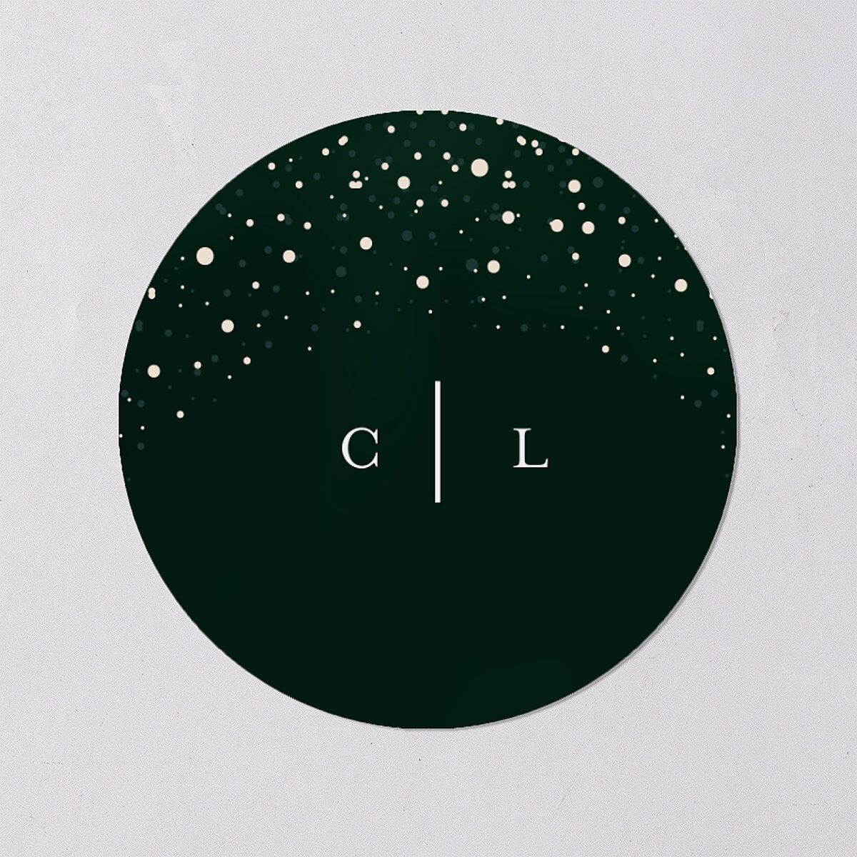 Sparkling Night Wedding Stickers Dark Green Circle