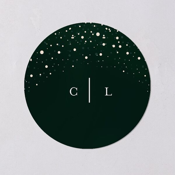 Sparkling Night Wedding Stickers Dark Green Circle